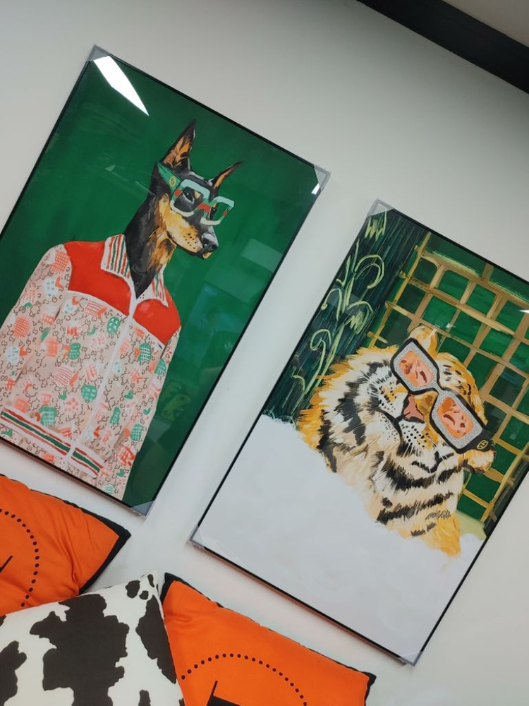 구찌 백두산 호랑이 맹수 대형 팝아트 그림 액자 포스터--8