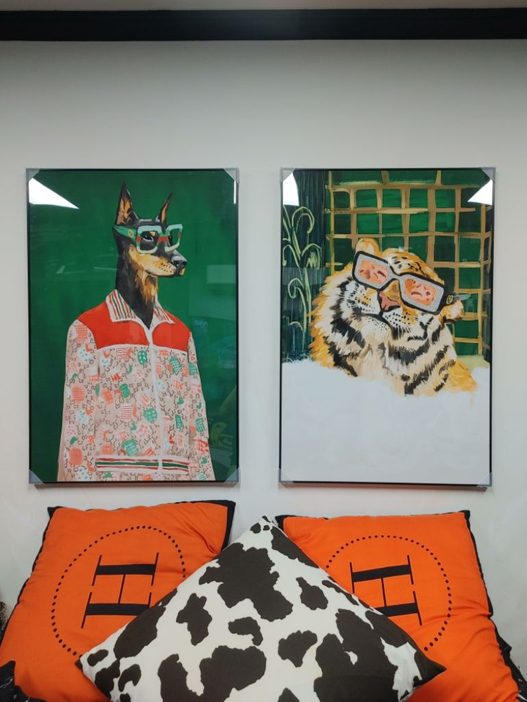 구찌 백두산 호랑이 맹수 대형 팝아트 그림 액자 포스터--7