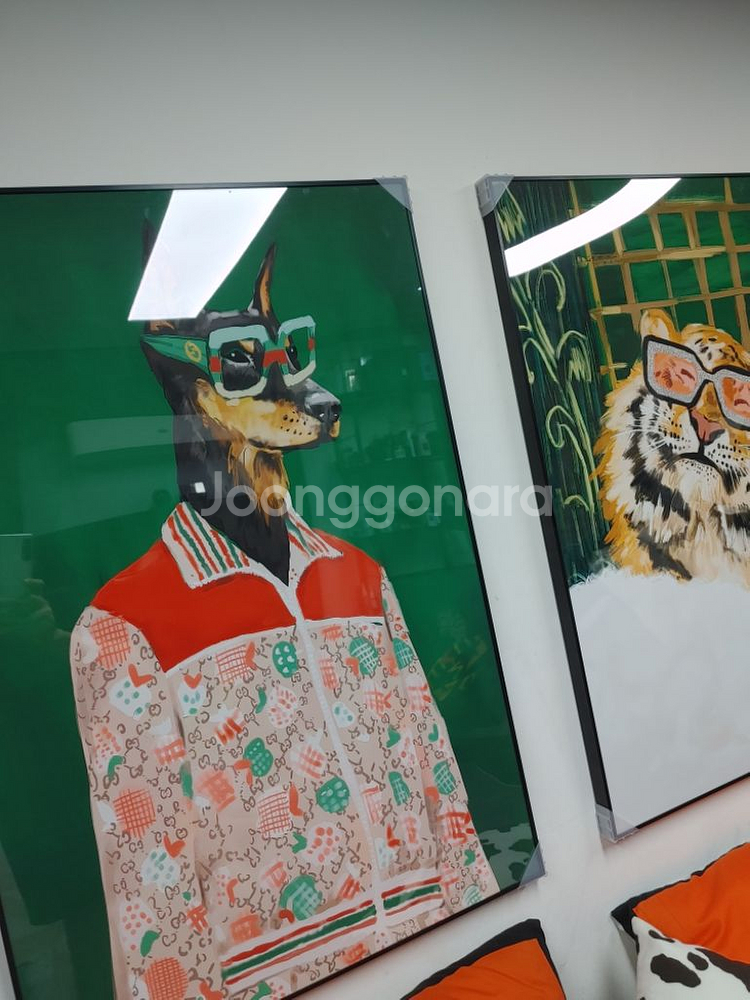 구찌 도베르만 백두산 호랑이 반려동물 그림 액자 소품--6