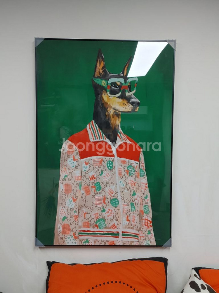 구찌 도베르만 백두산 호랑이 반려동물 그림 액자 소품--5