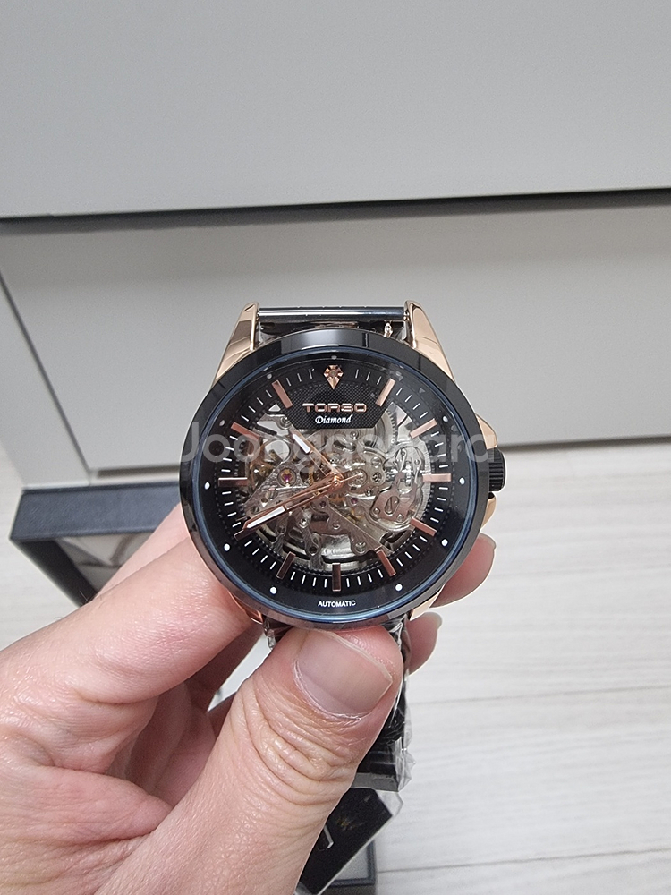 새상품 토르소 T602M 블랙 스켈레톤 오토매틱 시계--3