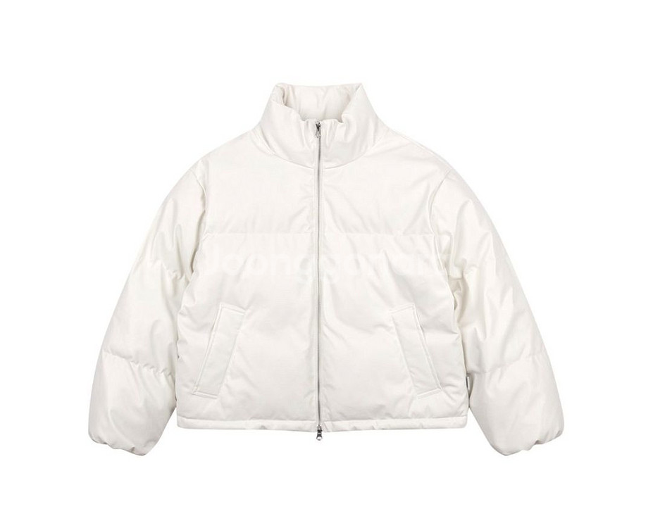 [오디너리홀리데이] 레더 크롭 패딩 점퍼 (아이보리)--1