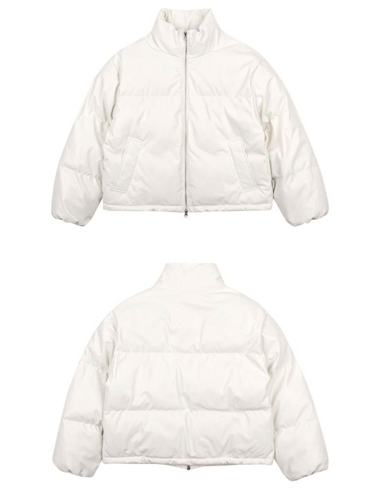 [오디너리홀리데이] 레더 크롭 패딩 점퍼 (아이보리)--5