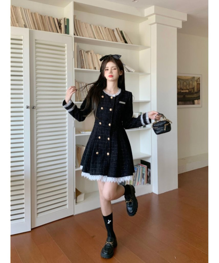 트위드원피스 하객룩 블랙원피스(M 1,L 2) 이미지