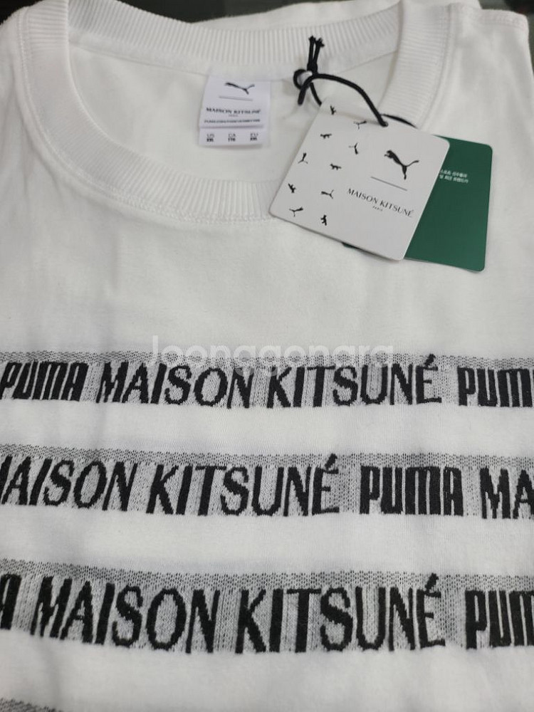 정품 메종키츠네 X PUMA 화이트 반팔 티셔츠--6