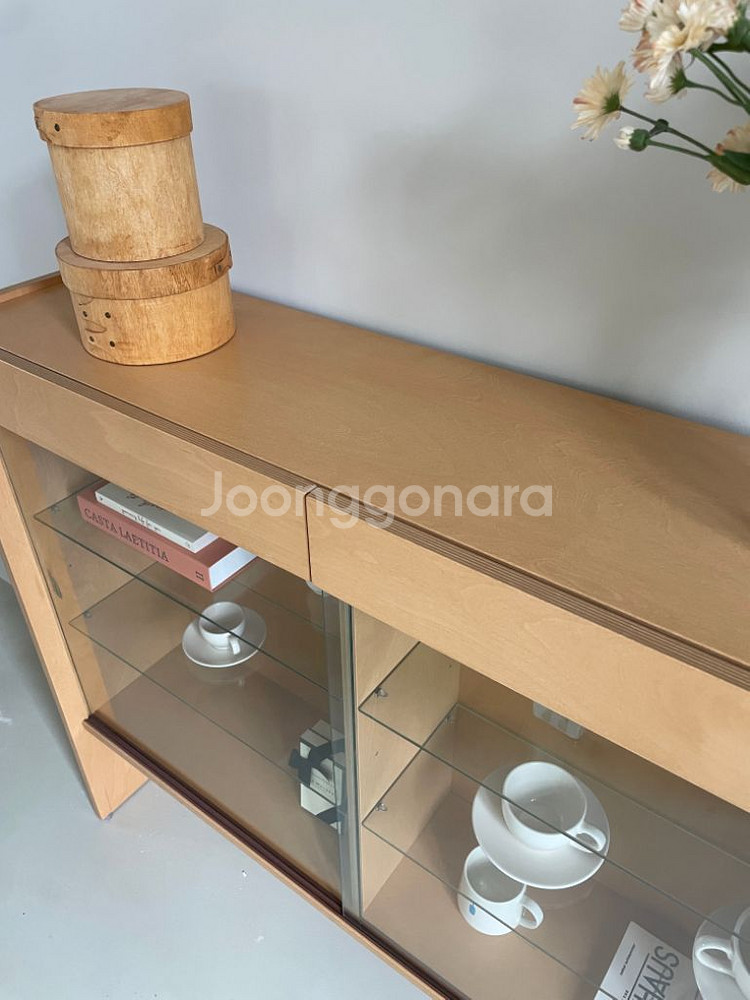 [라이크노아] 글래스컵보드 그릇 장식장 원목 서랍장--2