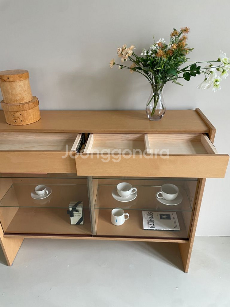 [라이크노아] 글래스컵보드 그릇 장식장 원목 서랍장--4