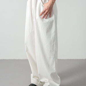 kxj: strap white denim trouser