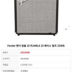 fender rumble 25/ 펜더 베이스 앰프