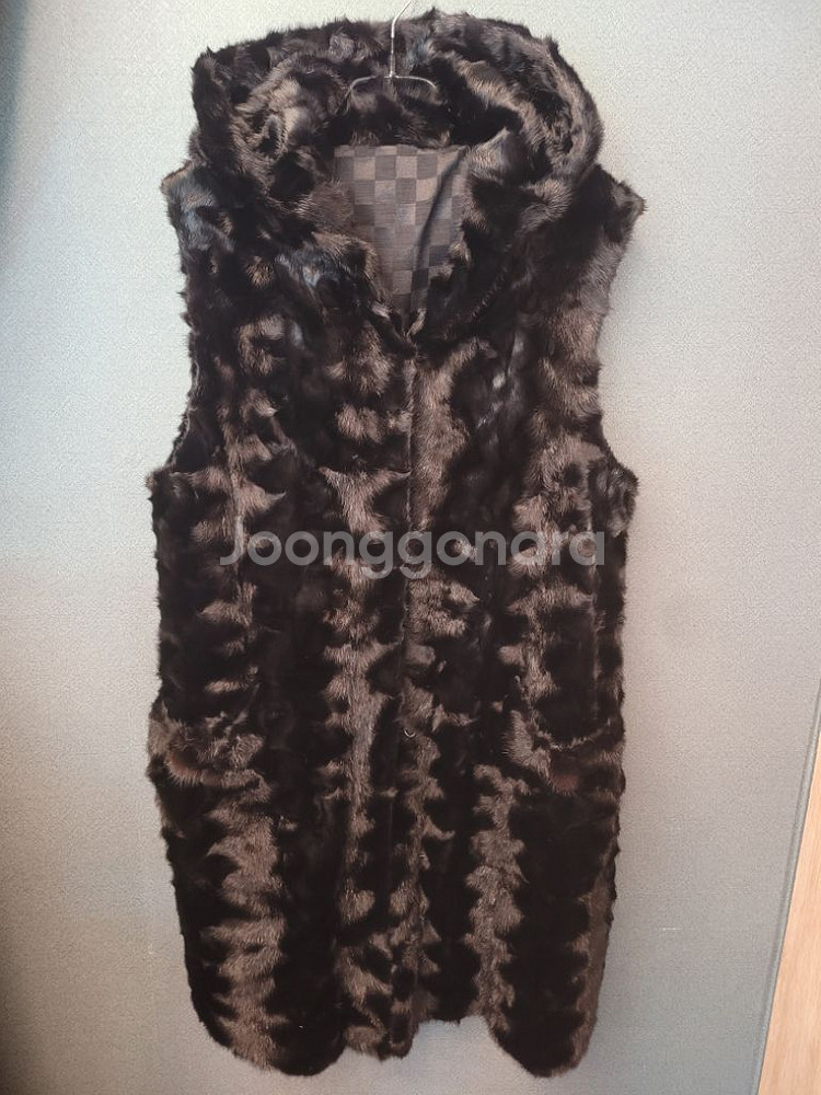 천연밍크 후드롱조끼/베스트--0