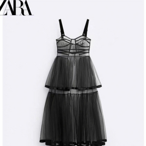 (새제품)ZARA 자라 여성 반투명 튤 드레스