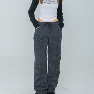 (새상품)NYLON SHIRRING WIDE PANTS