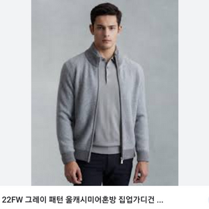 닥스 남성 22FW 그레이 패턴 울캐시미어혼방 집업가디