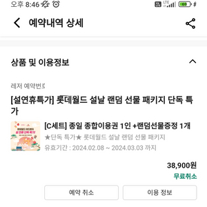 롯데월드 종합이용권 2개