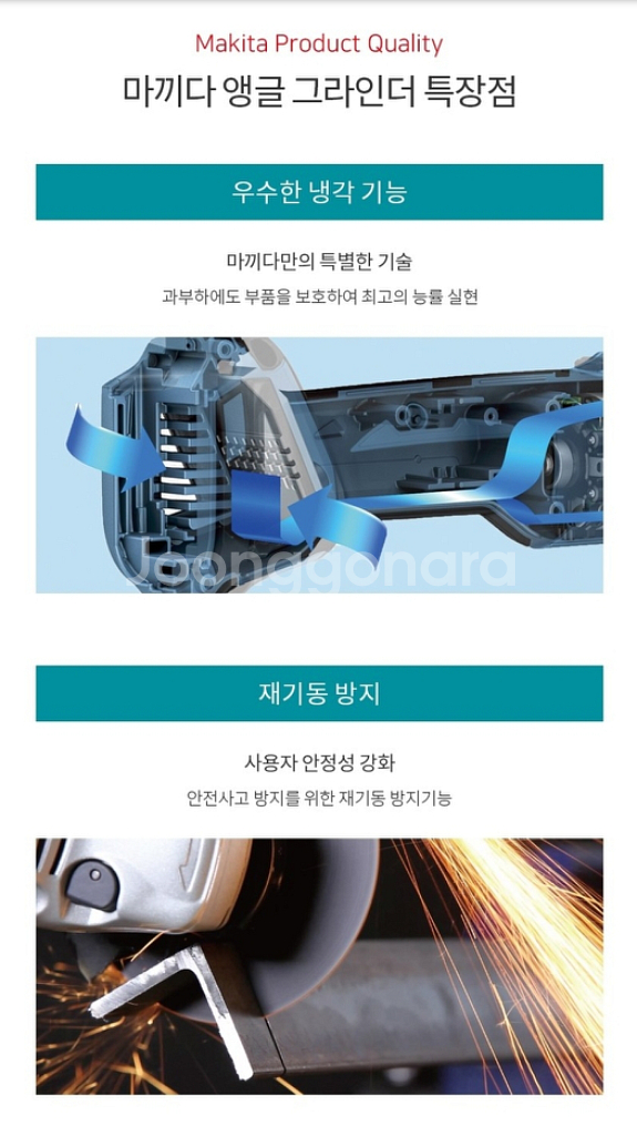 마끼다 무선 충전 그라인더(배터리 18V 6.0Ah2개--3