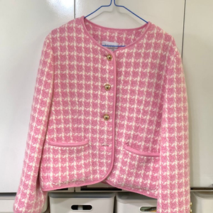 보카바카(vocavaca) 핑크 트위드 체크 자켓