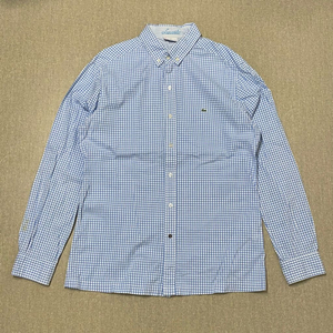 [택포] 라코스테 얇은 체크 셔츠 남방 XL