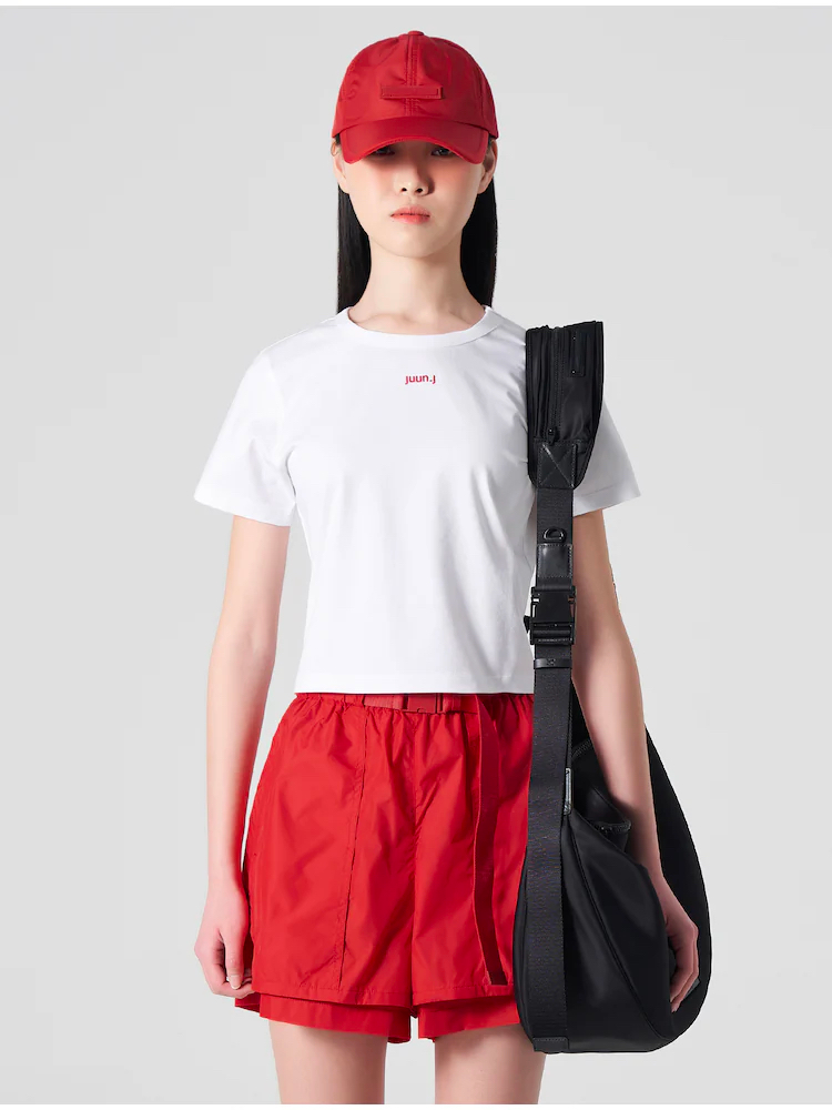 준지 레드 레더라벨 나일론 볼캡
