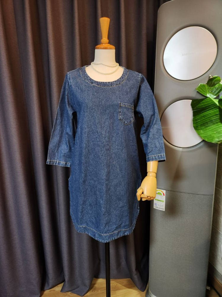 M. 빈티지 데님 롱셔츠 원피스--0