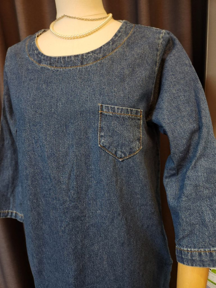 M. 빈티지 데님 롱셔츠 원피스--1