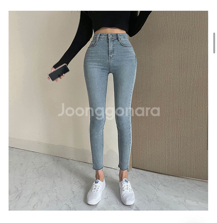 하이웨스트 골반핏 스키니 데님 팬츠--1