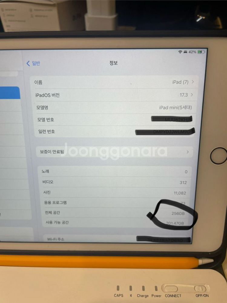 아이패드 미니 5세대 wifi 256기가+펜슬 1세대--2