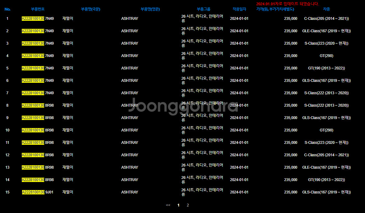 벤츠 W222 센터 콘솔 재떨이 인서트 A2228100--4