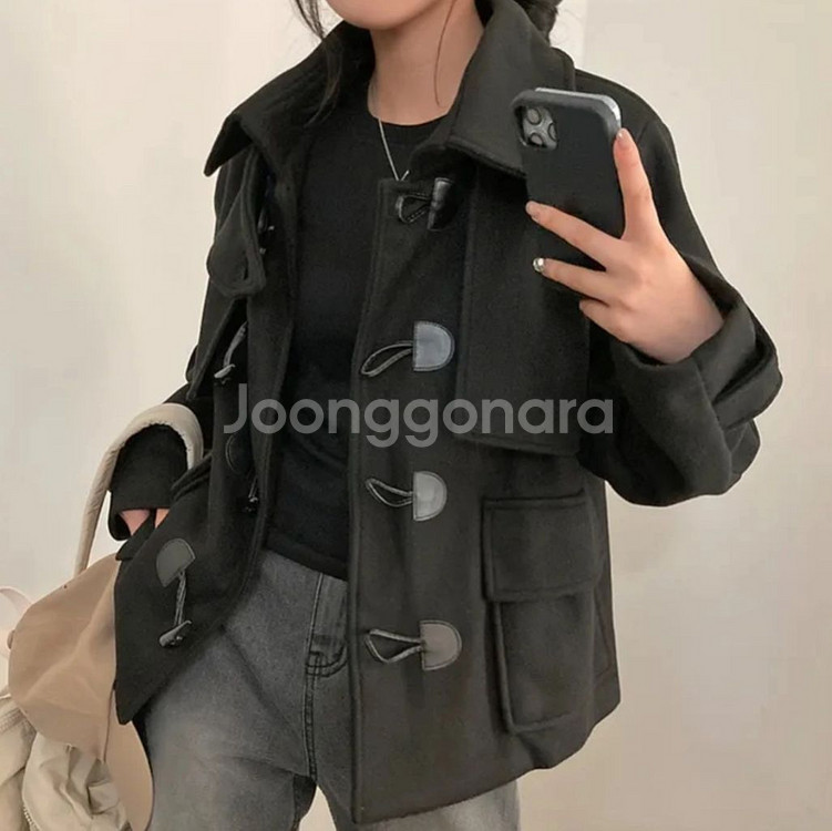 오버핏 떡볶이 숏코트 자켓 블랙--1