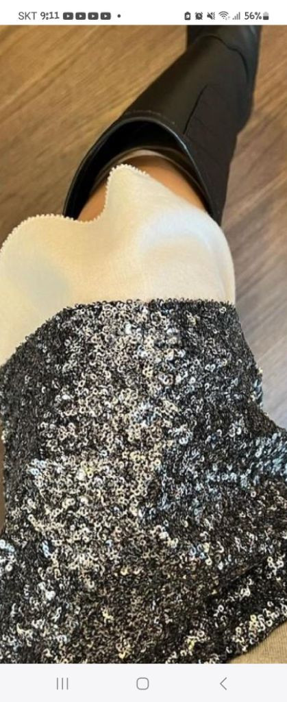 새상품 고걸 비즈 미드 스커트(실버)--2