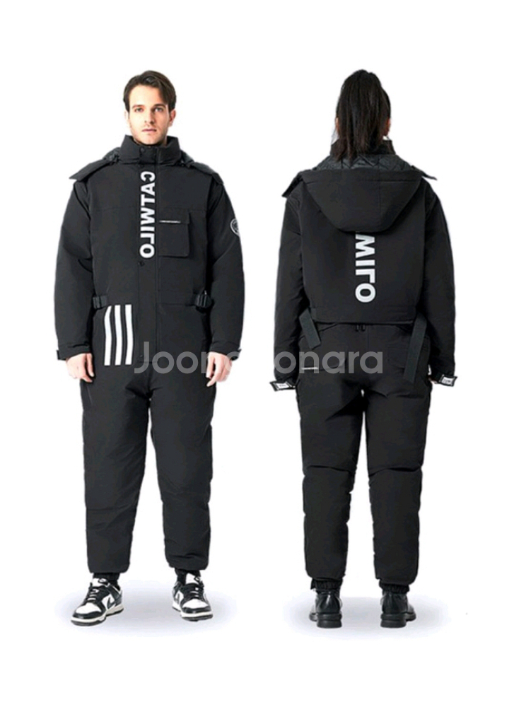 일체형 라이딩 방한 우주복 C30, 블랙, 2XL--9