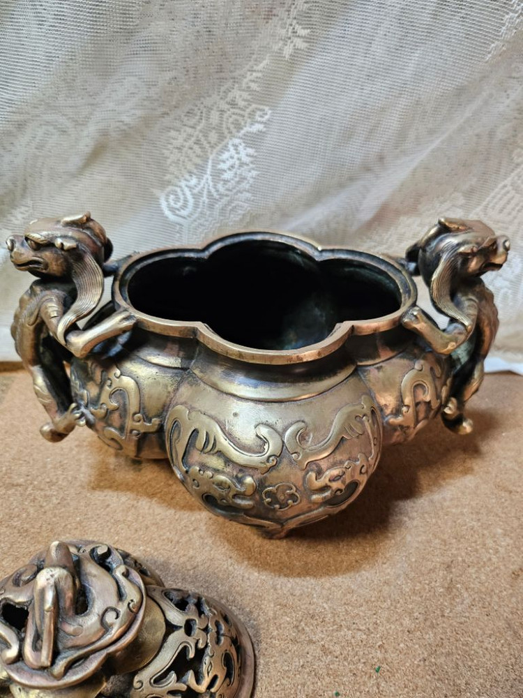 중국 황실 명품 황동 향로 이미지