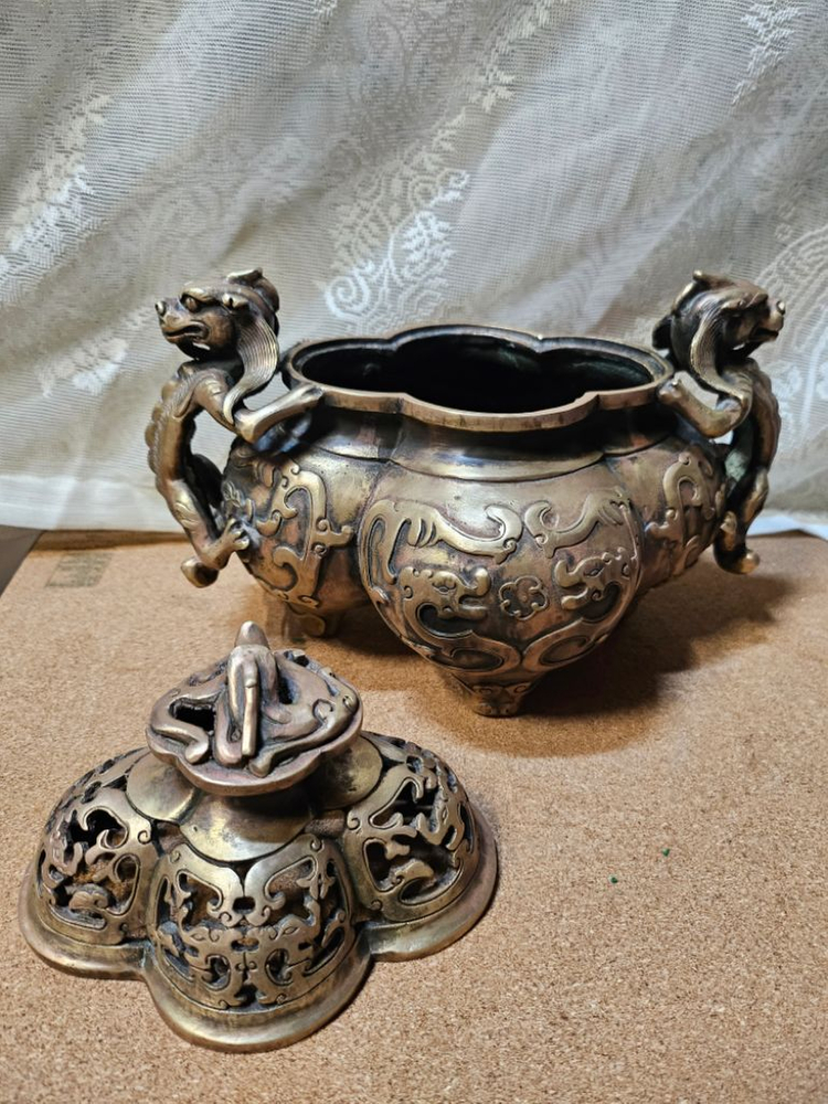 중국 황실 명품 황동 향로 이미지