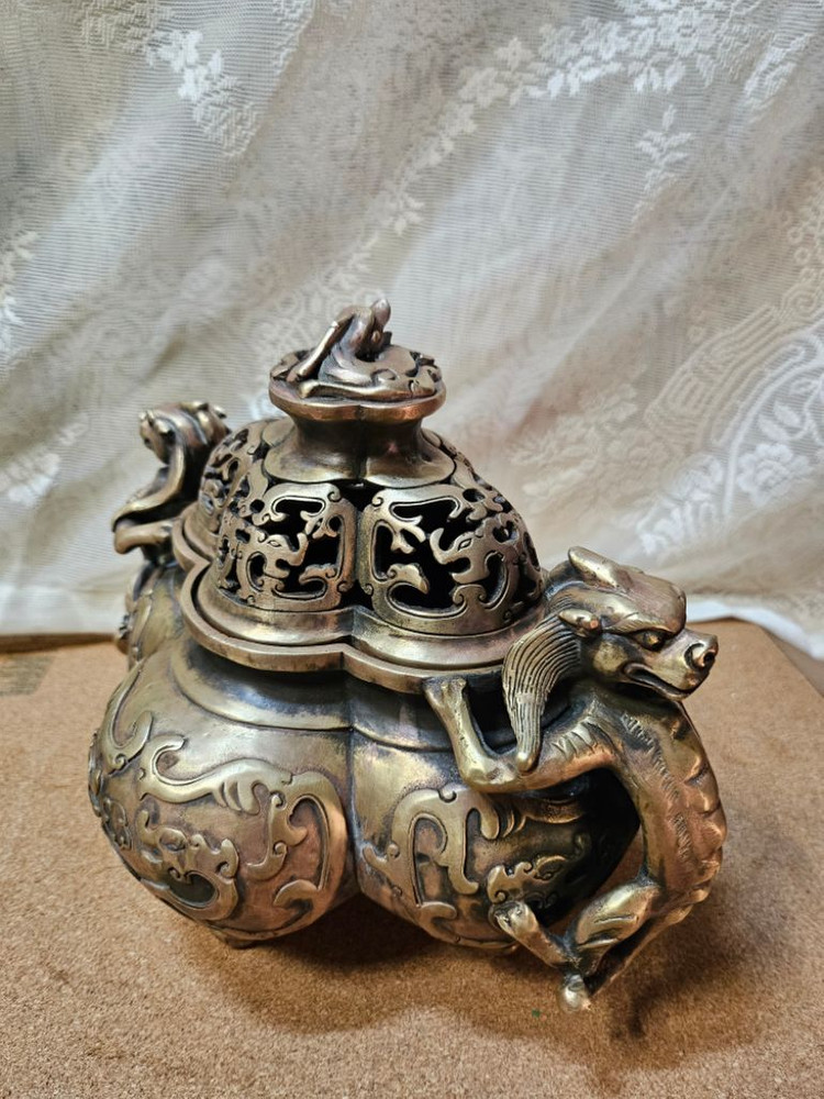 중국 황실 명품 황동 향로 이미지