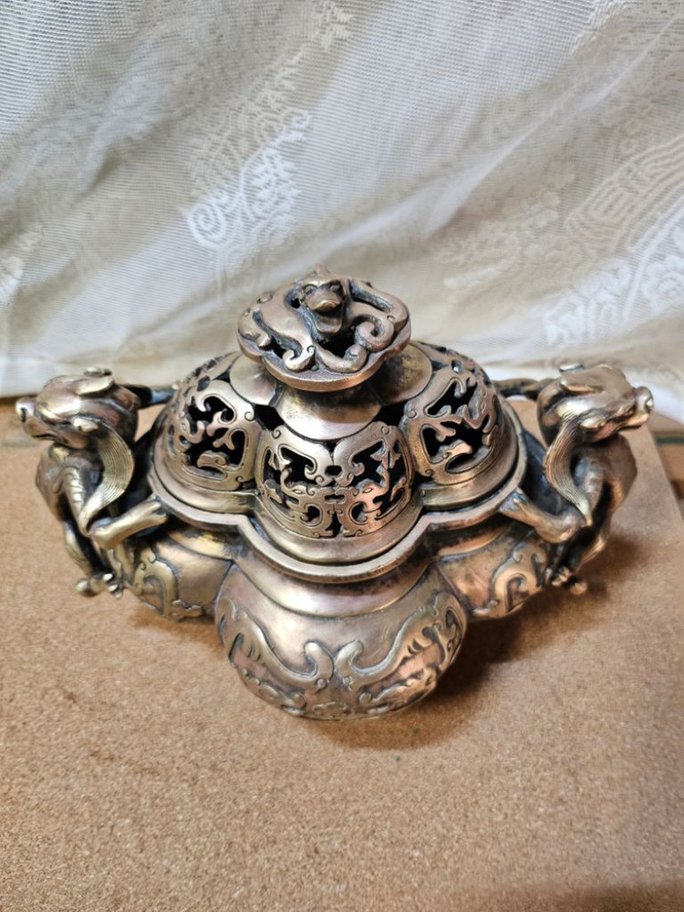 중국 황실 명품 황동 향로 이미지