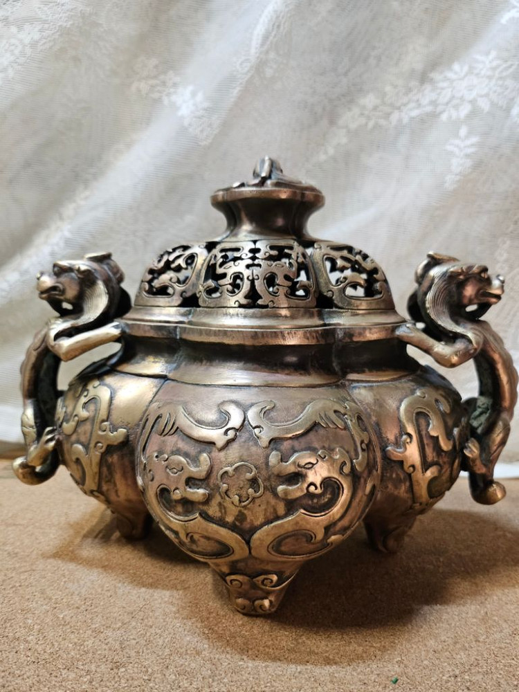 중국 황실 명품 황동 향로 이미지