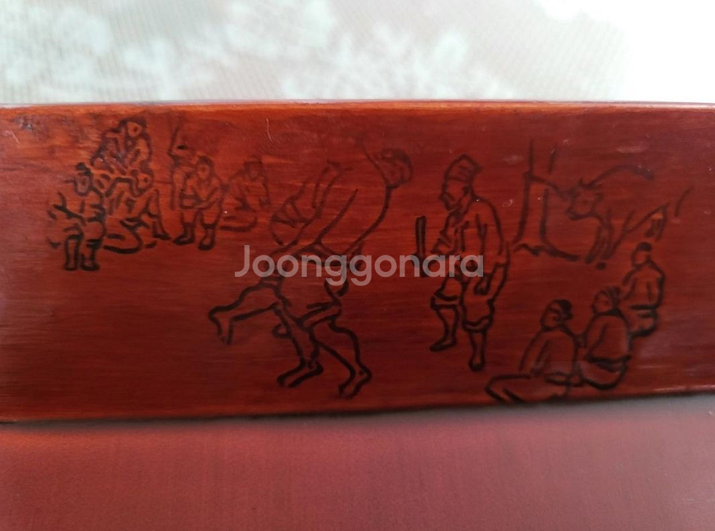 민속놀이 새겨진~/ 나무쟁반.모반--5
