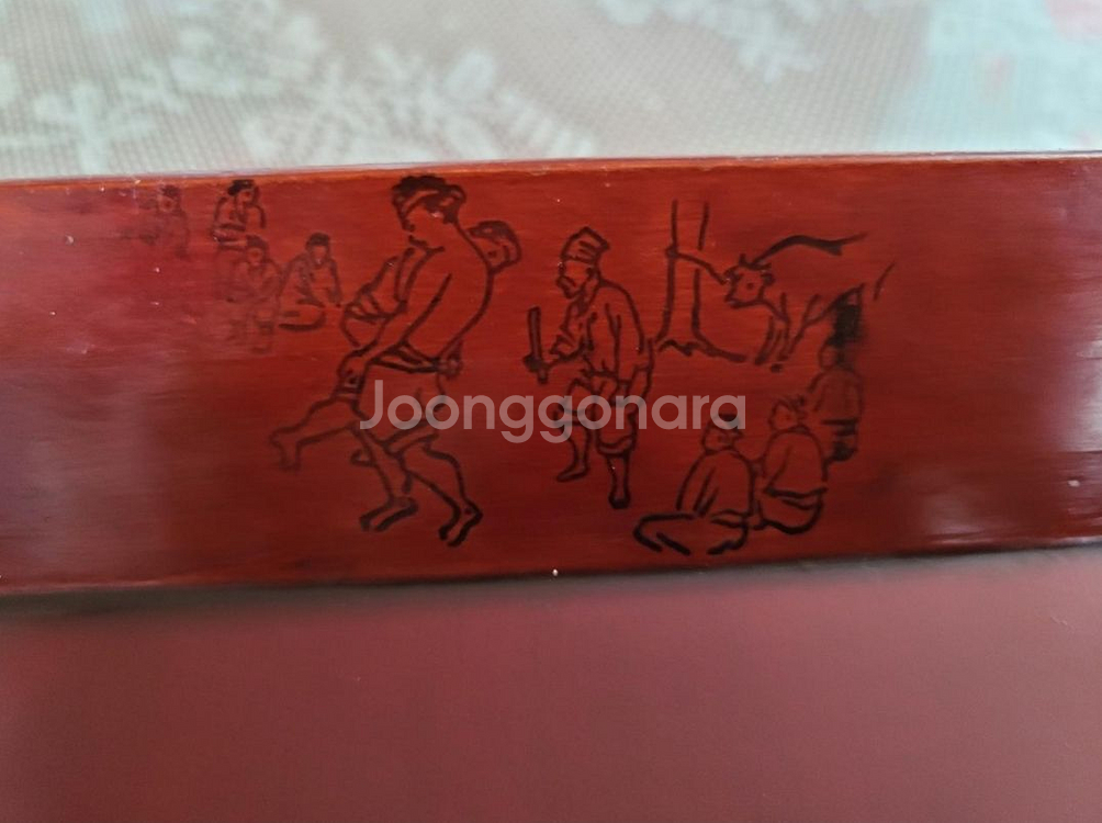 민속놀이 새겨진~/ 나무쟁반.모반--3