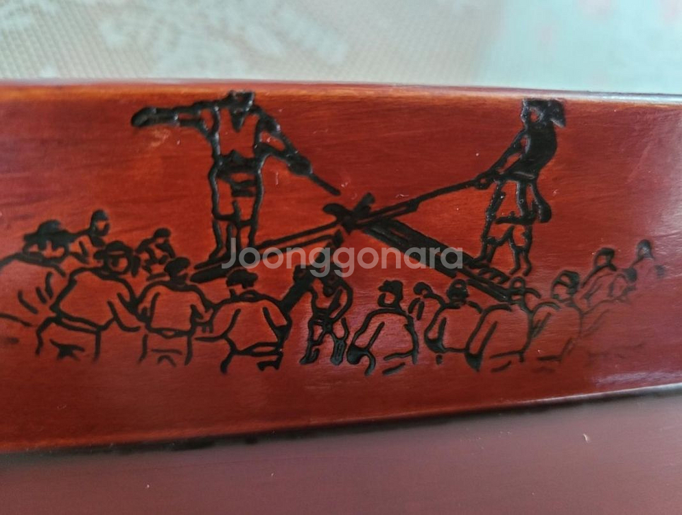 민속놀이 새겨진~/ 나무쟁반.모반--4