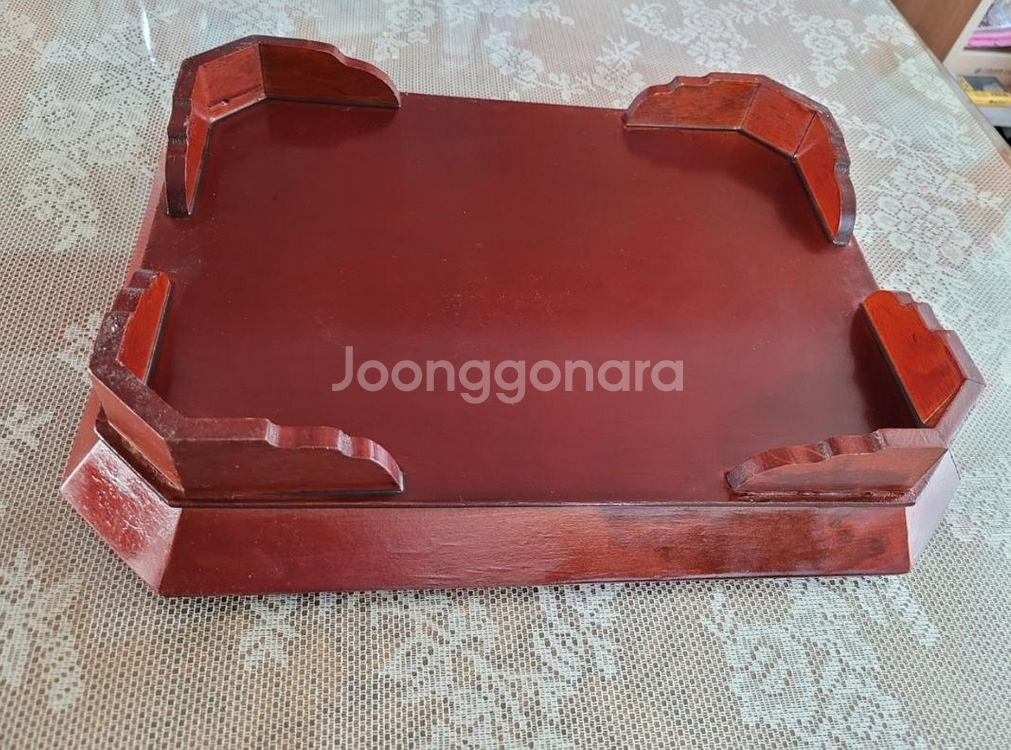 민속놀이 새겨진~/ 나무쟁반.모반--1