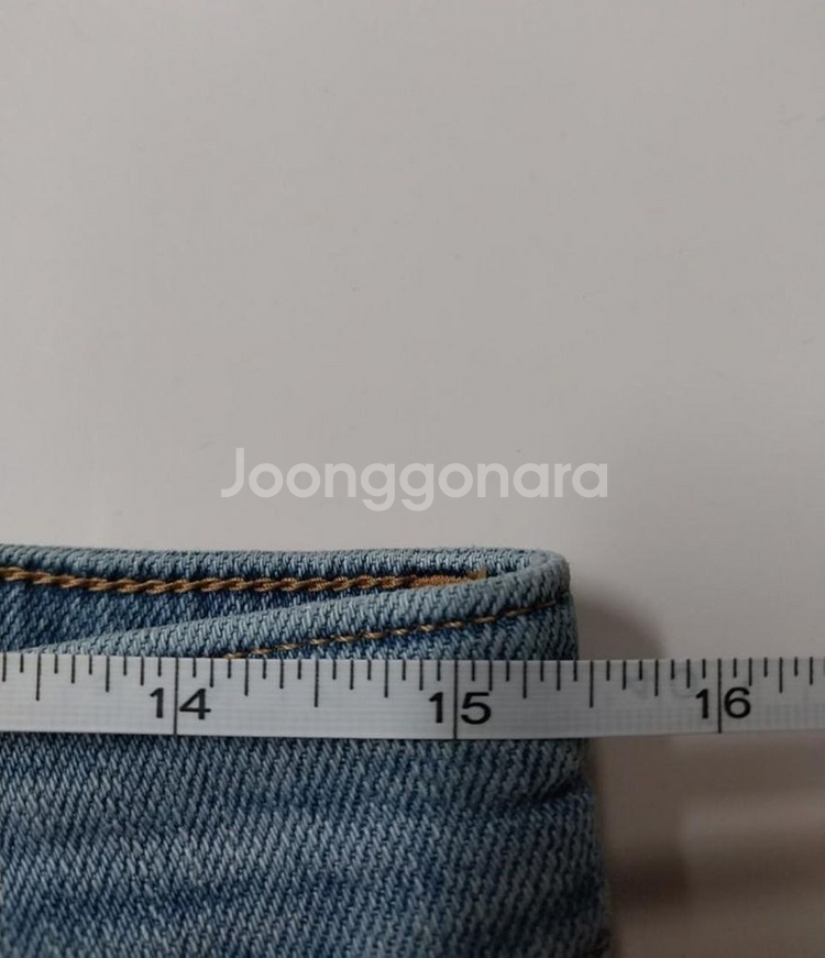 30)켈빈청바지 가죽패치 연청 워싱 스판 일자청바지--7