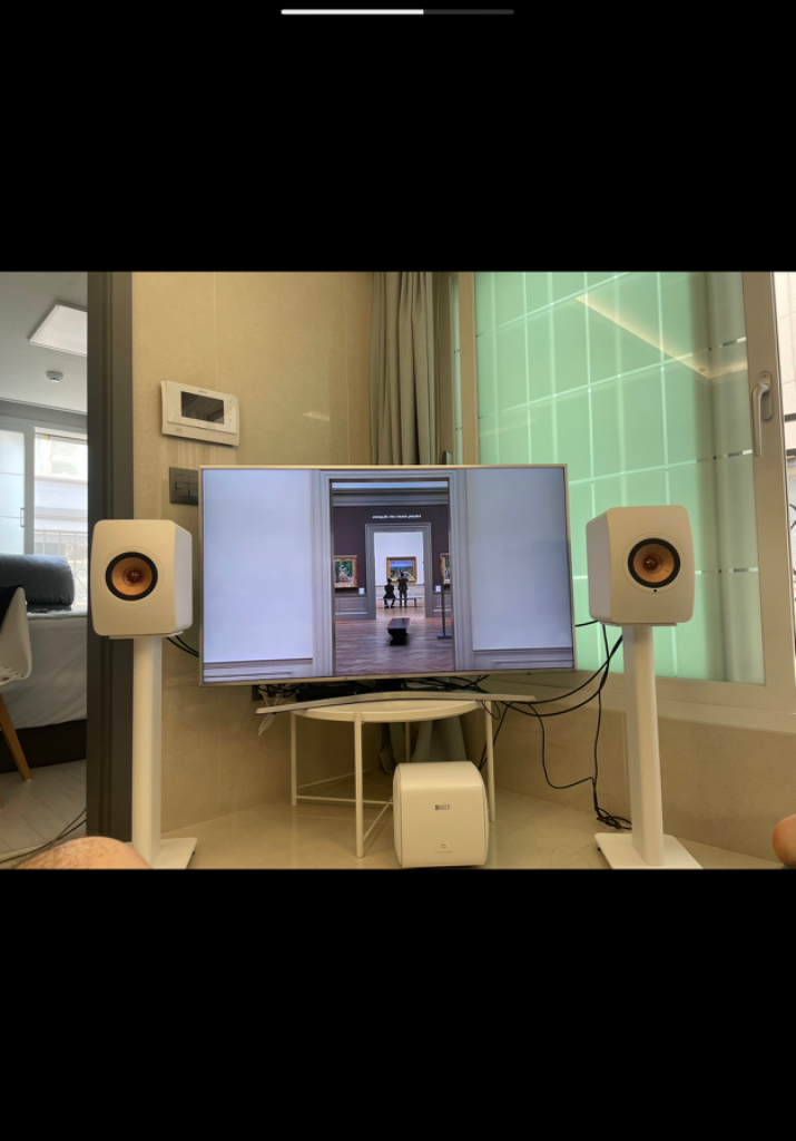 Kef ls50 w2 + 전용 화이트 스탠드 + kc6 이미지