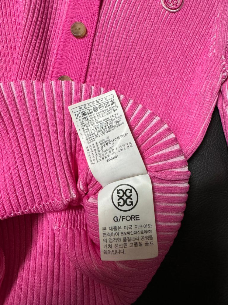 G/FORE 여성 골프웨어 카라 골지 니트 반팔티셔츠 이미지