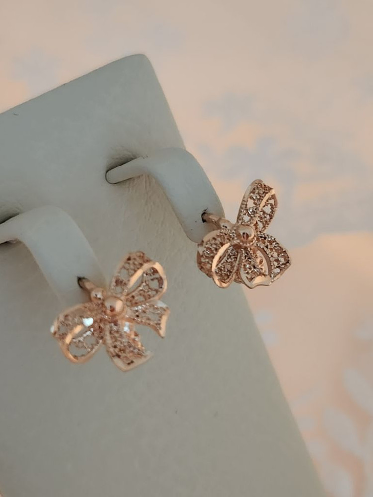 14k 망사 레이스 리본 귀걸이 이미지