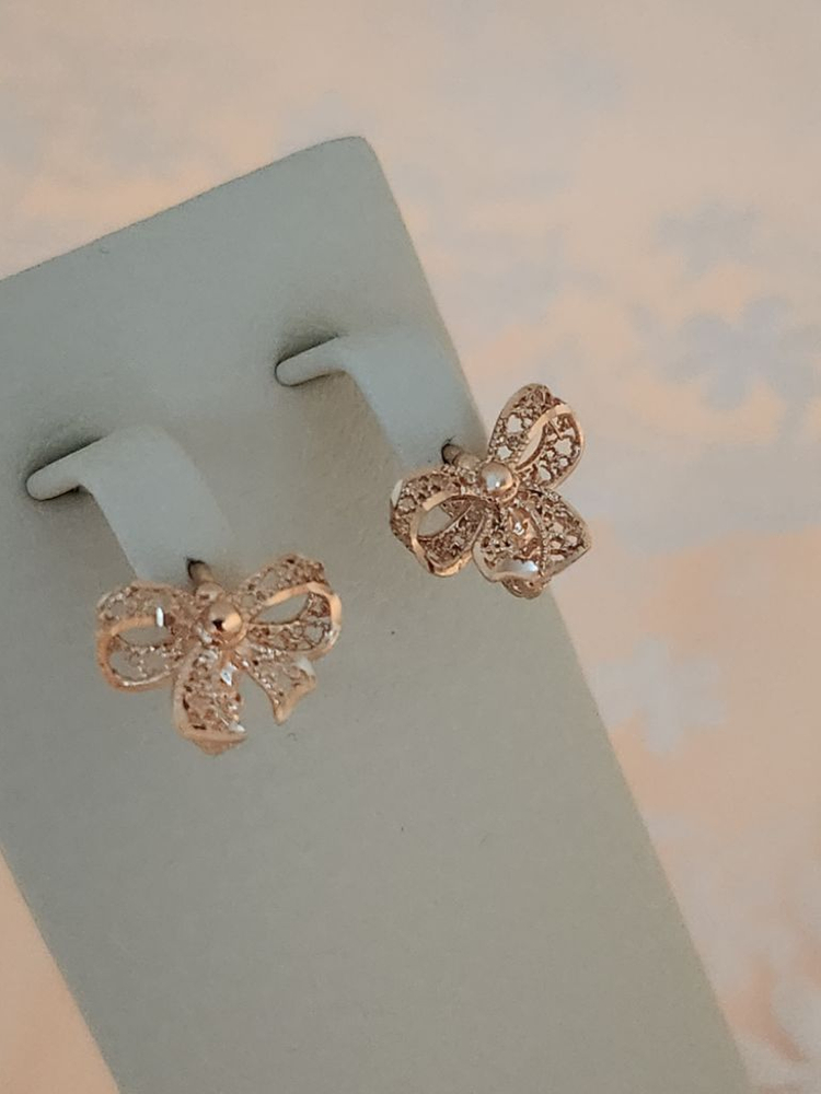 14k 망사 레이스 리본 귀걸이 이미지