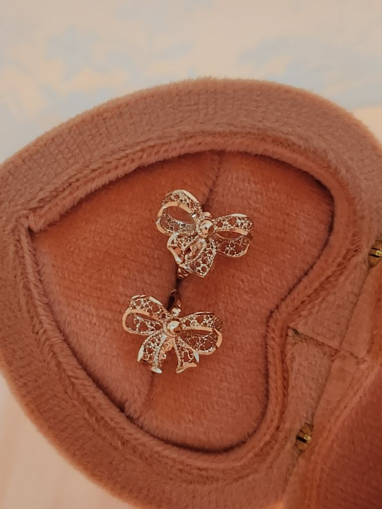 14k 망사 레이스 리본 귀걸이 이미지