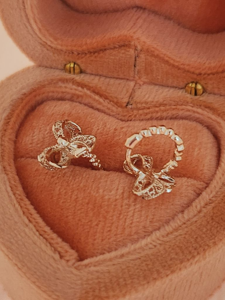 14k 망사 레이스 리본 귀걸이 이미지