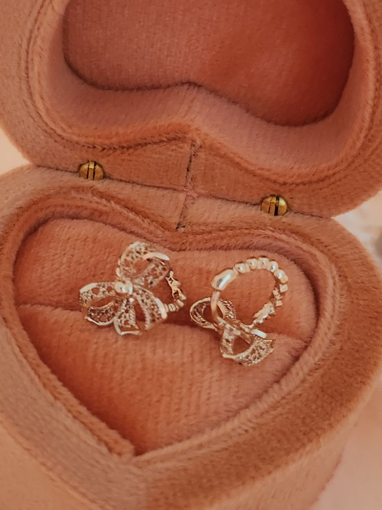 14k 망사 레이스 리본 귀걸이 이미지