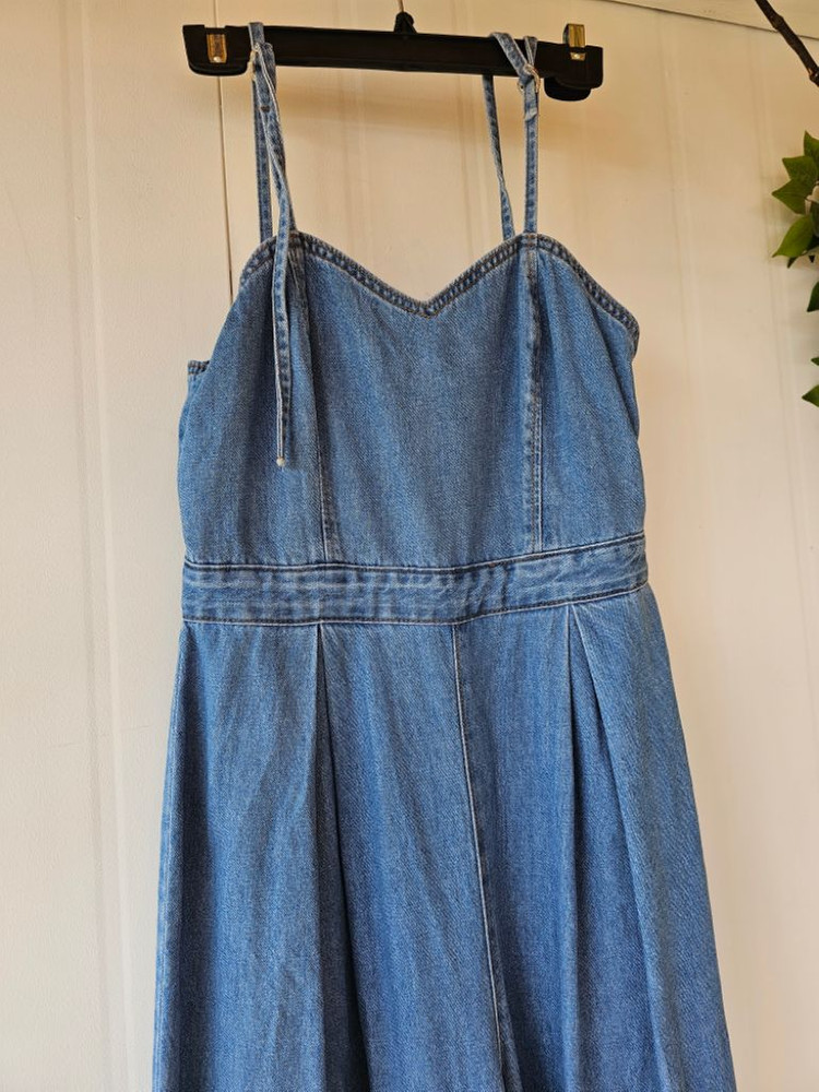 데님점프수트 청멜빵바지 통바지 이미지