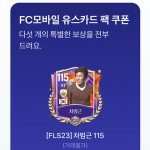 FC모바일 FC온라인 유스카드 팩 쿠폰 차범근