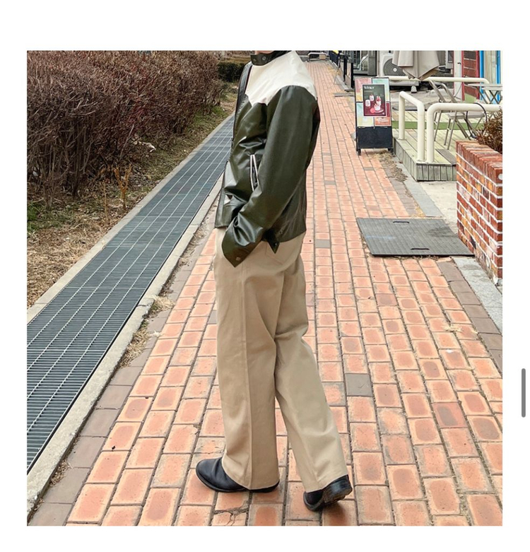 카키 레더자켓 바이커자켓 레이싱자켓 가죽 자켓 이미지